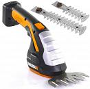 Ножницы для газонов аккумуляторные + кусторез Worx WG801E с АКБ 2 А/ч и ЗУ (PRC, 20 В, нож д/травы 10 см, 2 ножа д/куст. 12 + 20 см, 0.9 кг)