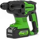 Перфоратор аккумуляторный GreenWorks GD24SDS2 с АКБ 4 А/ч и ЗУ (PRC, BL 24В, SDS-Plus, 2 Дж, 3.0 кг)