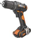 Дрель - шуруповерт аккумуляторная Worx WX108 с 2 АКБ 2 А/ч и ЗУ (PRC, 20В, BL, 45 Нм, кейс, 0.81 кг)