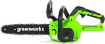 Пила аккумуляторная цепная GreenWorks G40CS30II 12" c АКБ 2 А/ч и ЗУ (PRC, 40В, 3/8"-1.1-52E, 2.74 кг)