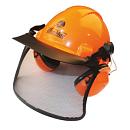 Шлем защитный Oleo-Mac 0010-01283 в комплекте защитная сетка-маска для лица и наушники