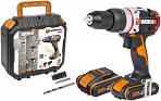 Дрель - шуруповерт ударная аккумуляторная Worx WX354 с 2 АКБ 2 А/ч и ЗУ (PRC, 20В, BL, 60 Нм, кейс, 1.4 кг)